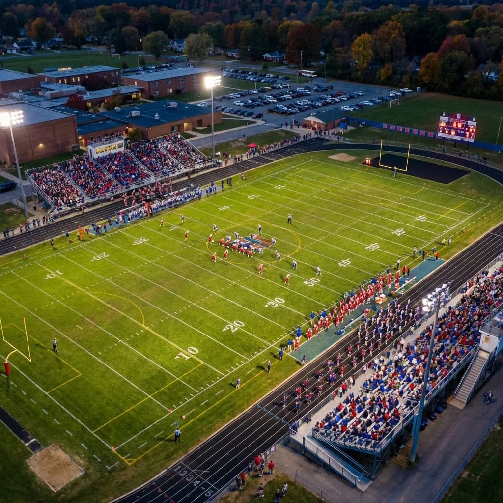 Drone coverage from the 2025 Circleville Pumpkin Show, aerial perspective.