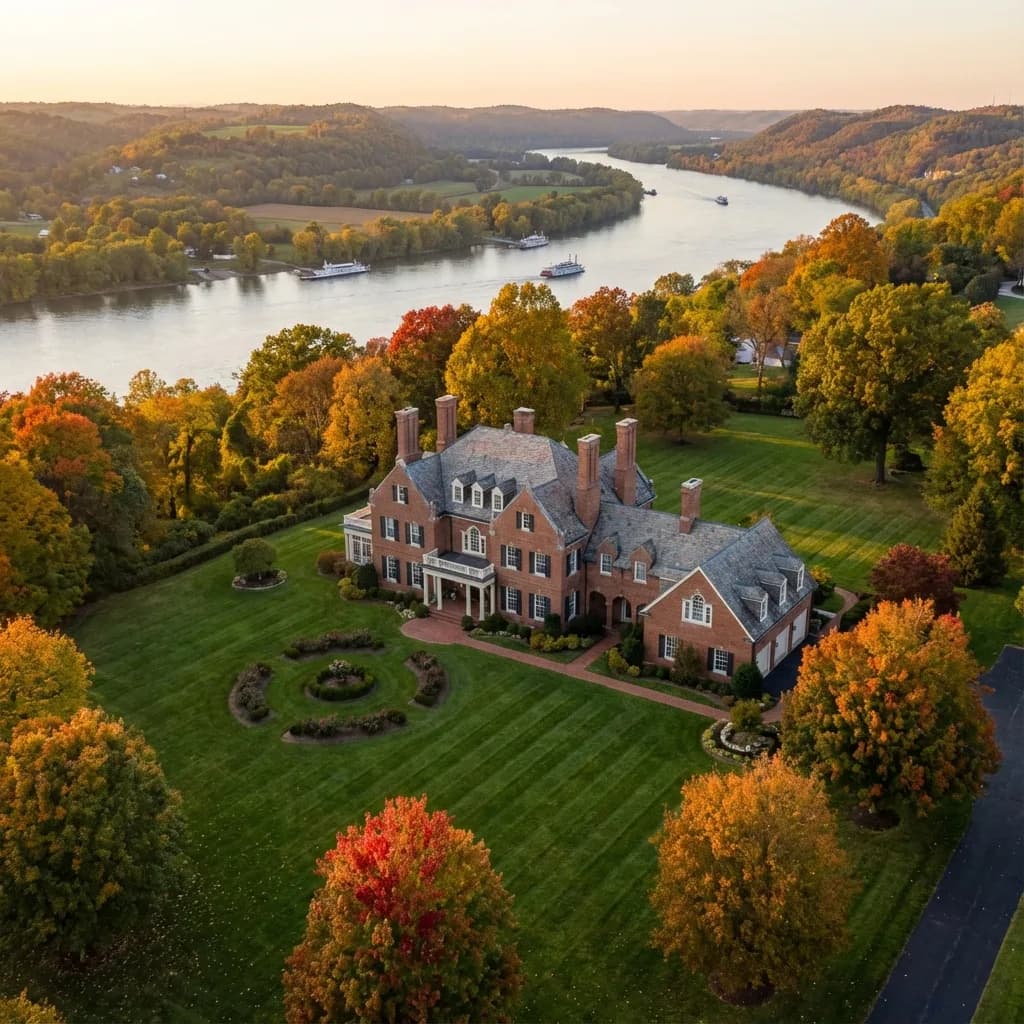 Architectural real estate photo of a historic Marietta home at twilight.